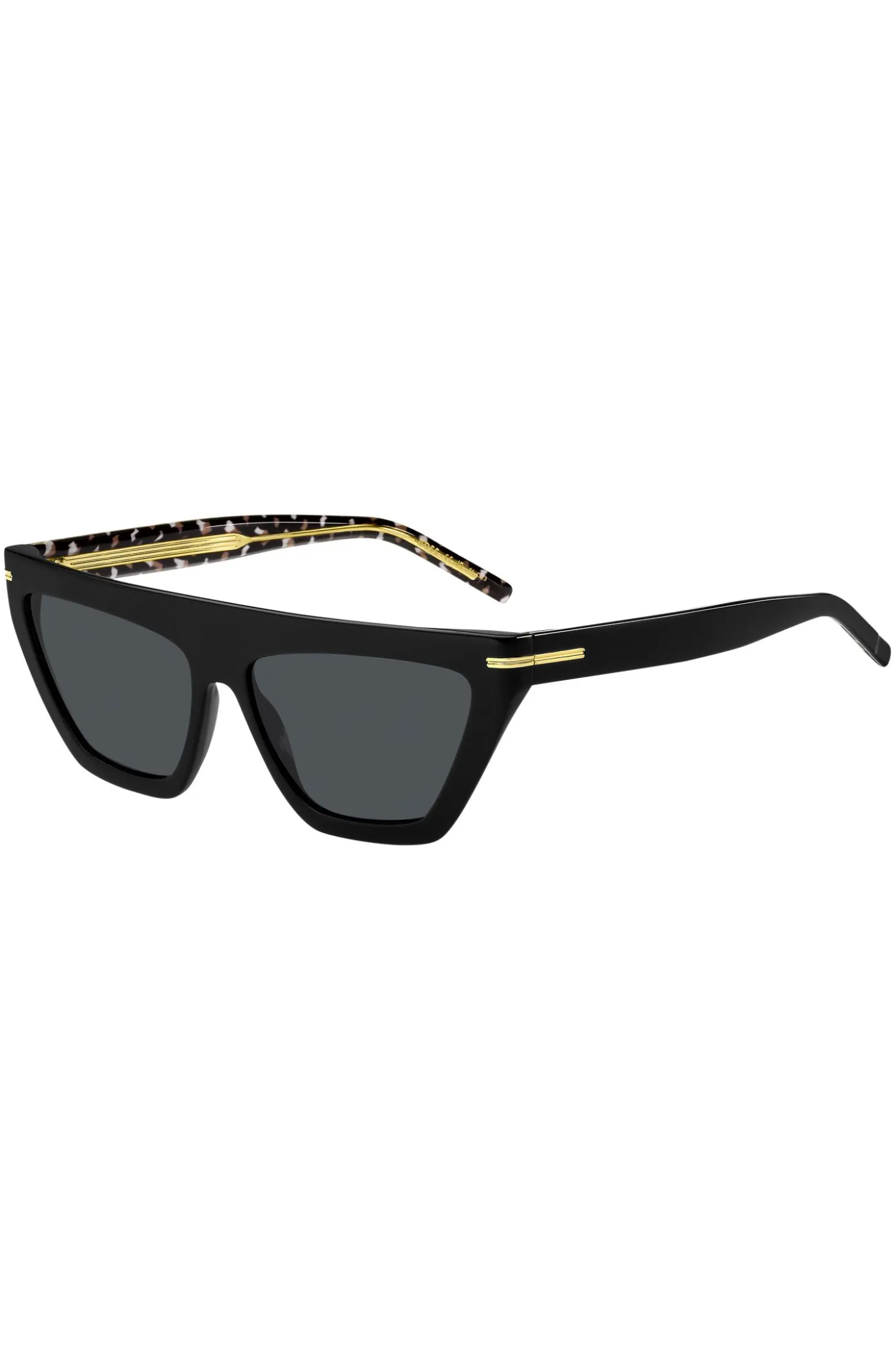 Black-acetate sunglasses with gold-tone details