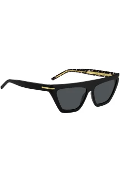Black-acetate sunglasses with gold-tone details