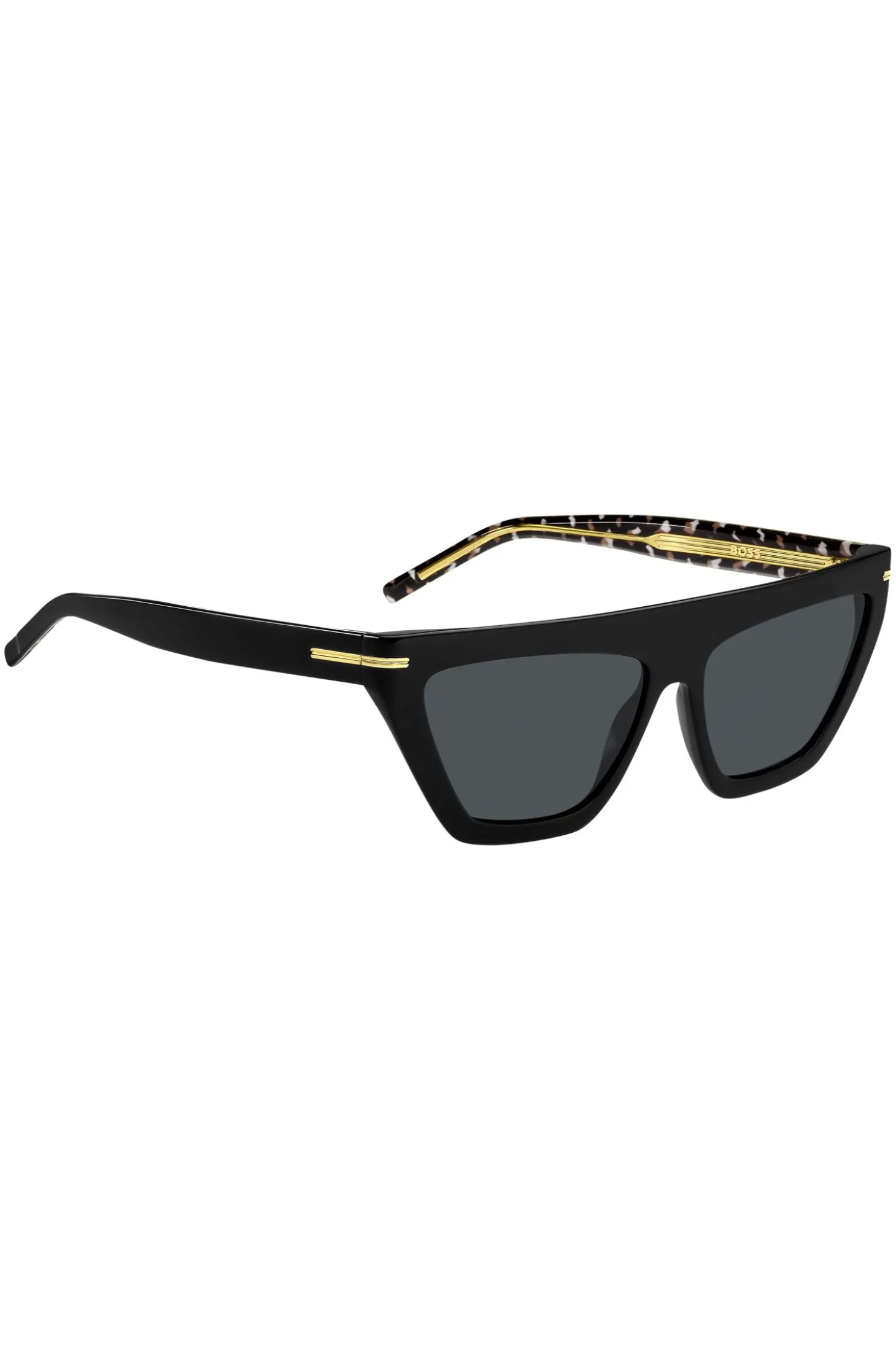 Black-acetate sunglasses with gold-tone details