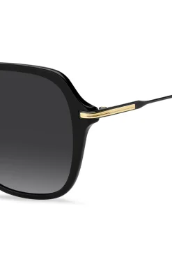 Black-acetate sunglasses with metal temples