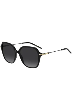 Black-acetate sunglasses with metal temples