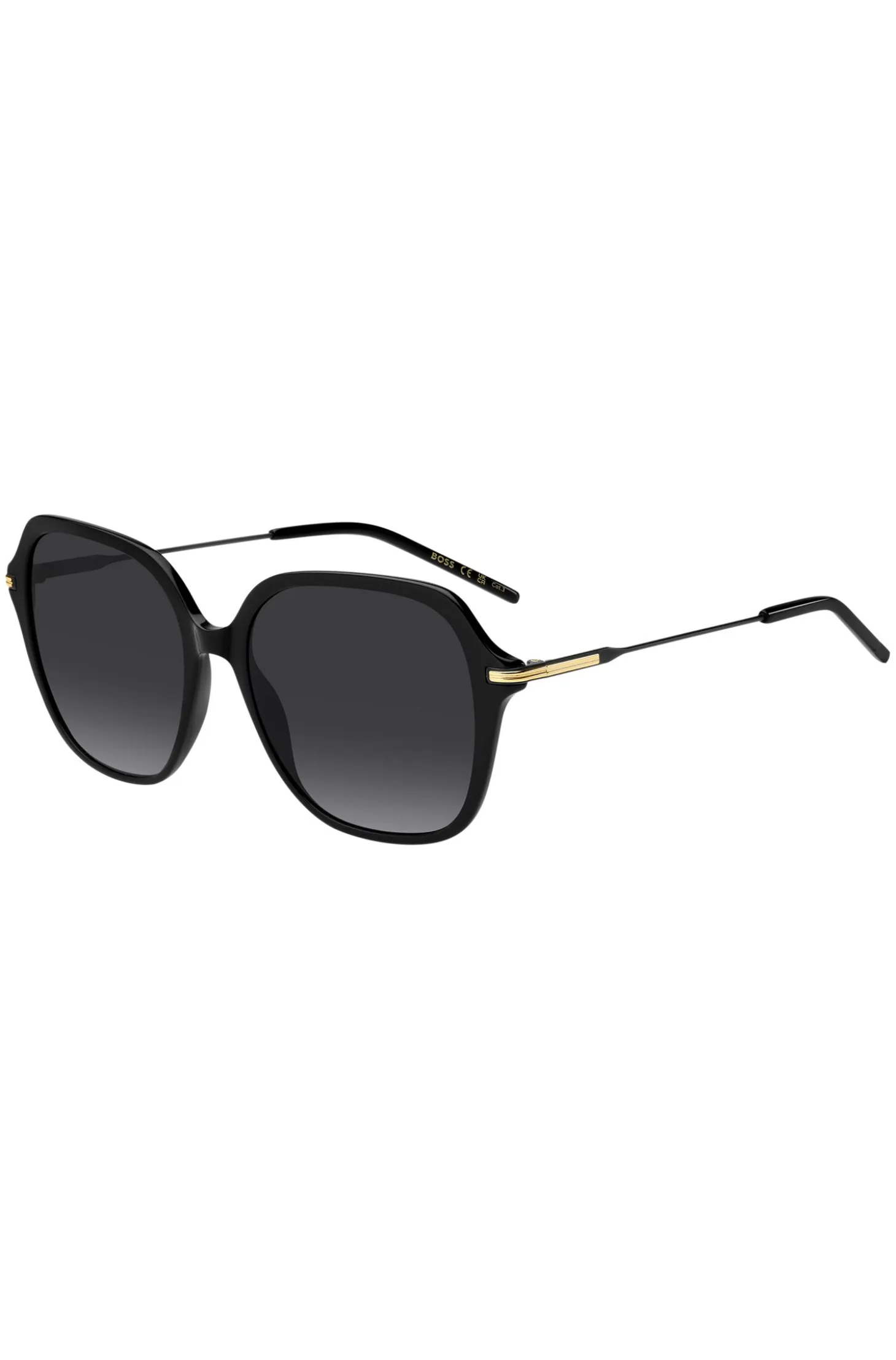 Black-acetate sunglasses with metal temples