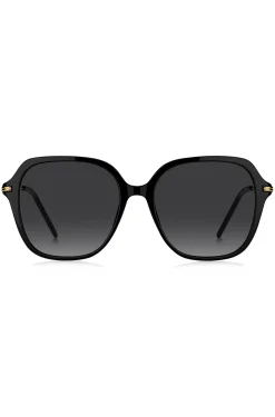 Black-acetate sunglasses with metal temples