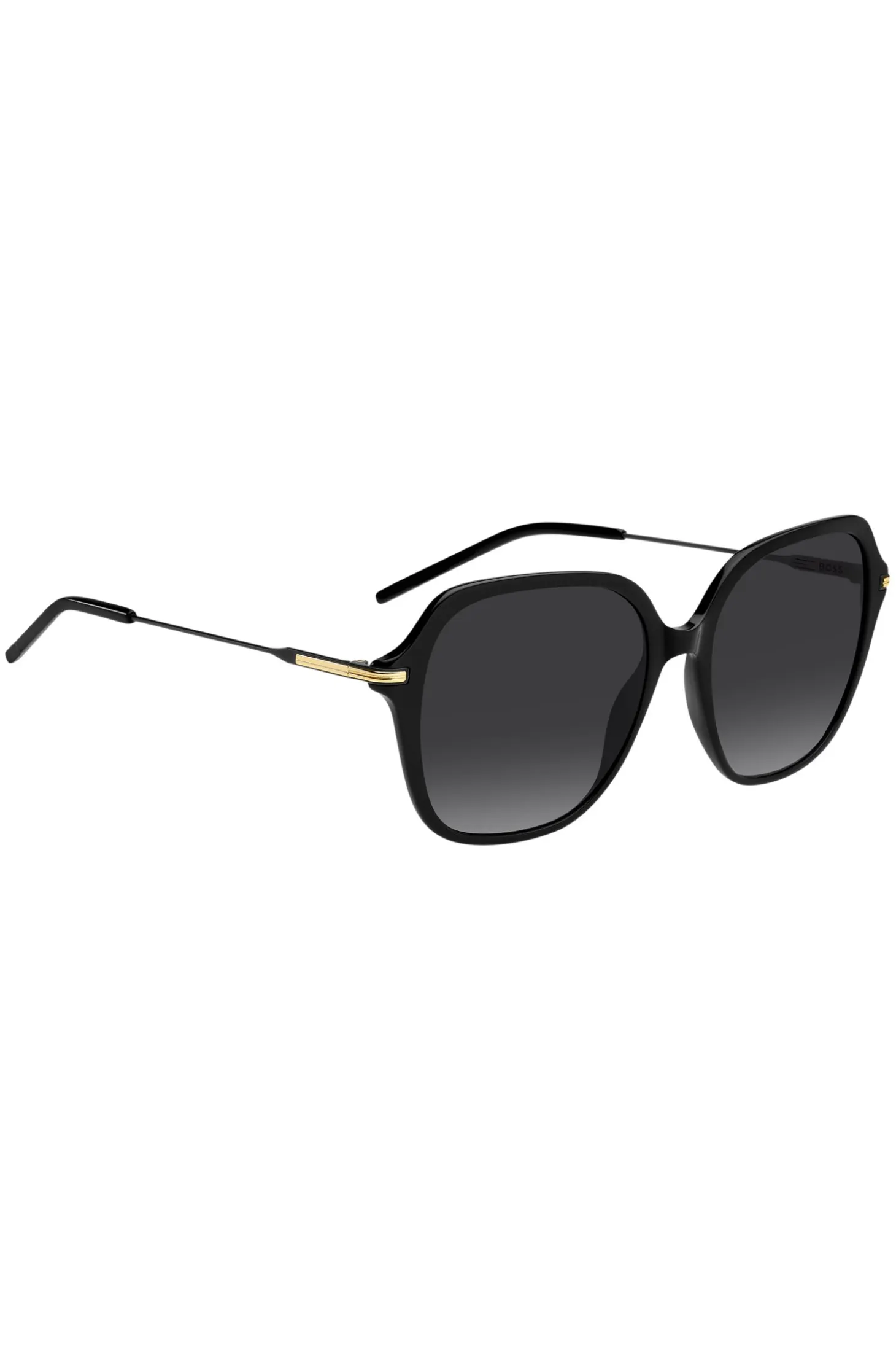 Black-acetate sunglasses with metal temples