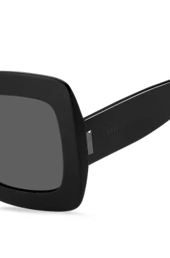 Black-acetate sunglasses with signature hardware