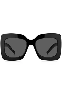 Black-acetate sunglasses with signature hardware