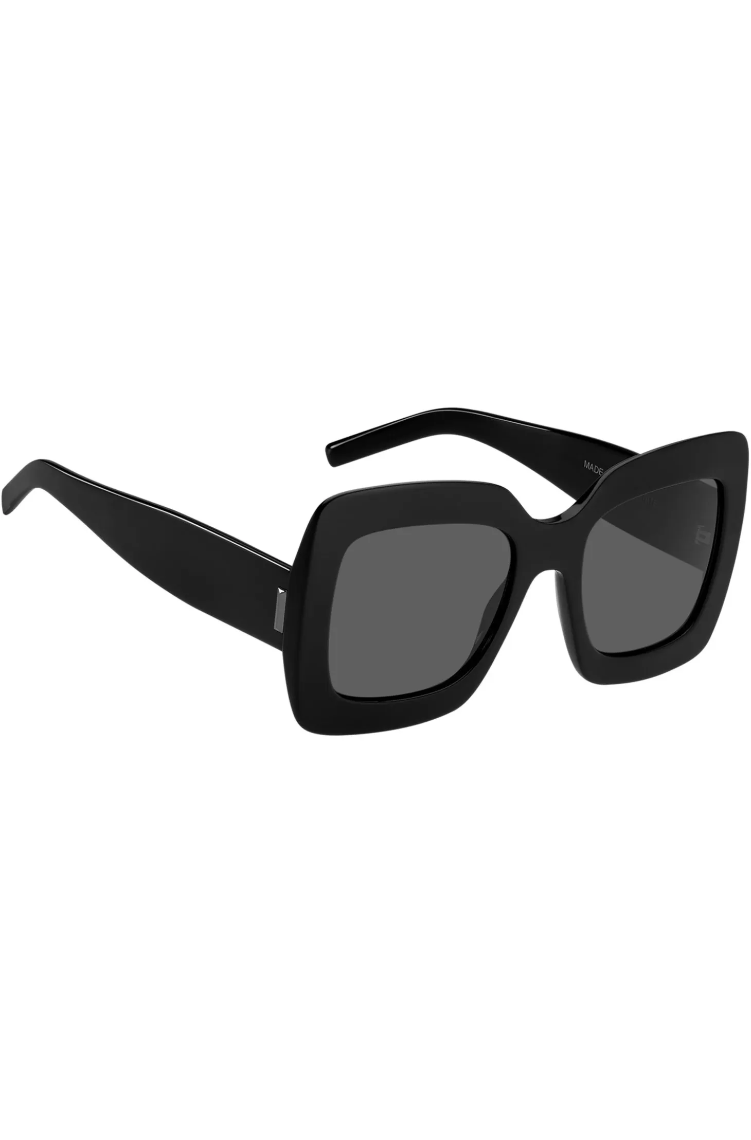 Black-acetate sunglasses with signature hardware
