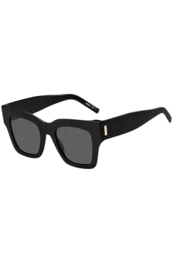 Black-acetate sunglasses with signature hardware