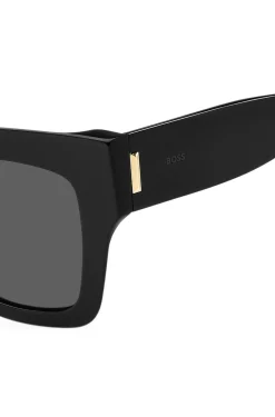 Black-acetate sunglasses with signature hardware