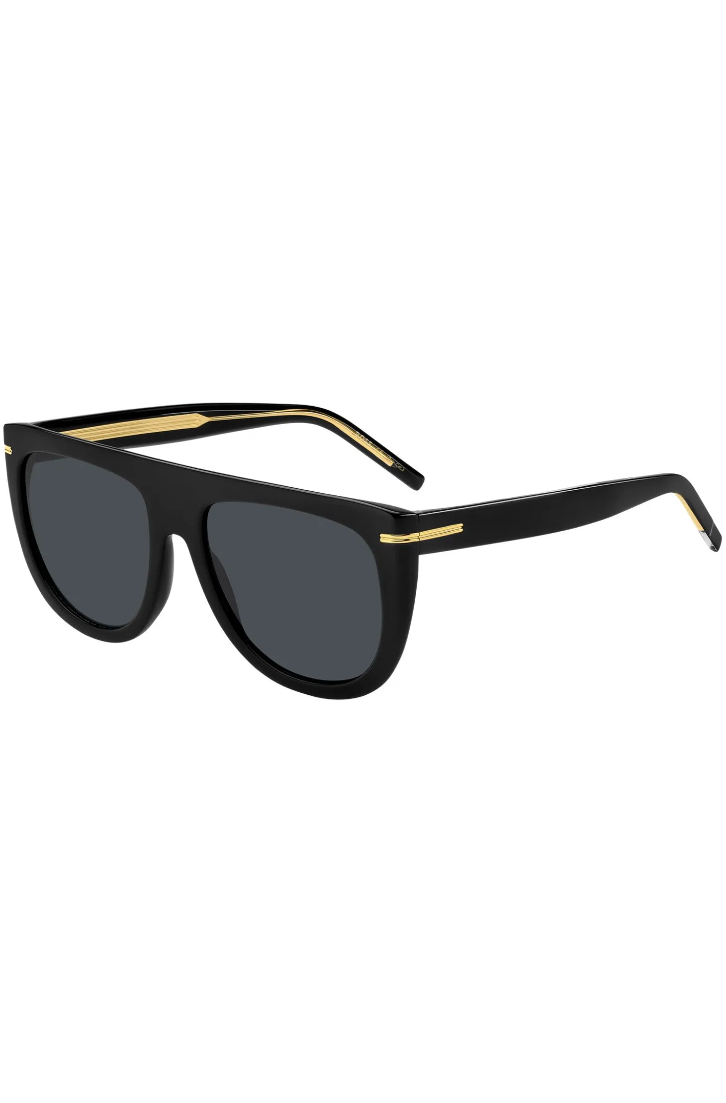 Black-acetate sunglasses with gold-tone hardware