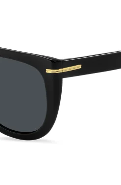 Black-acetate sunglasses with gold-tone hardware