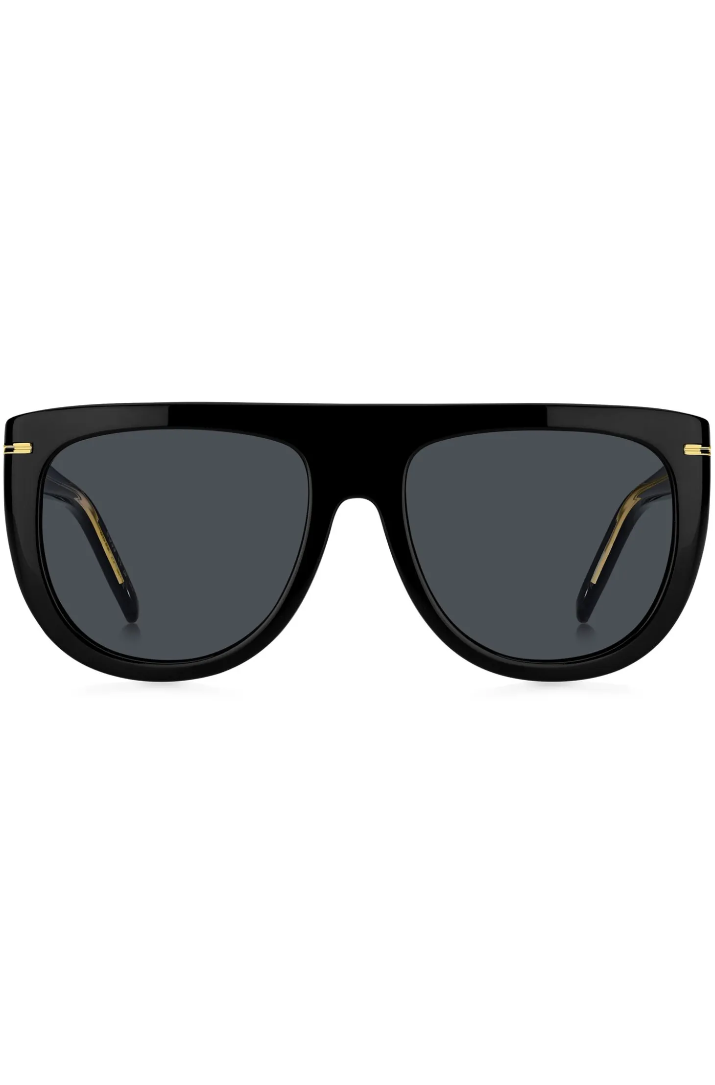 Black-acetate sunglasses with gold-tone hardware
