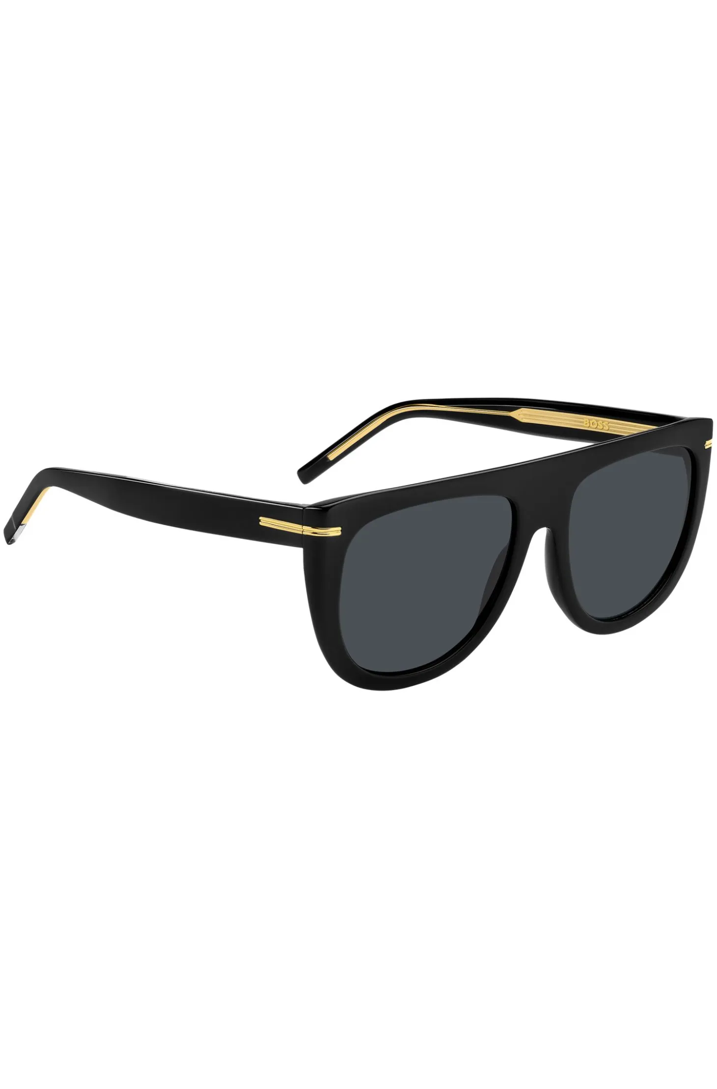 Black-acetate sunglasses with gold-tone hardware