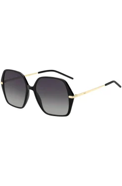 Black-acetate sunglasses with gold-tone temples