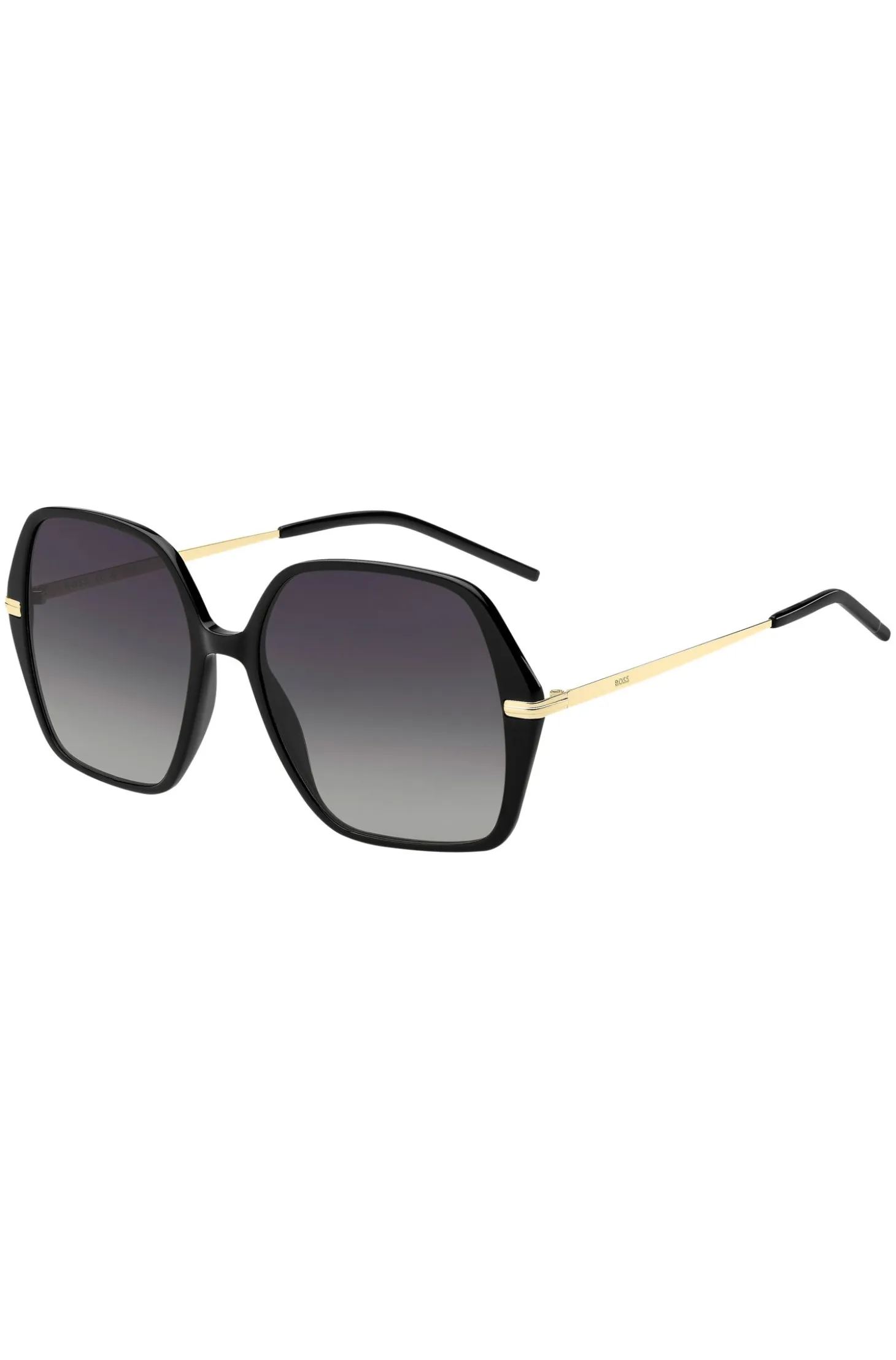 Black-acetate sunglasses with gold-tone temples
