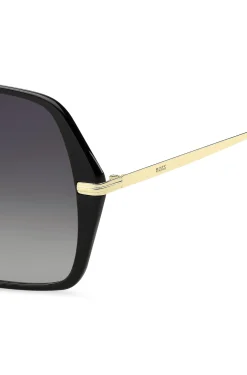 Black-acetate sunglasses with gold-tone temples
