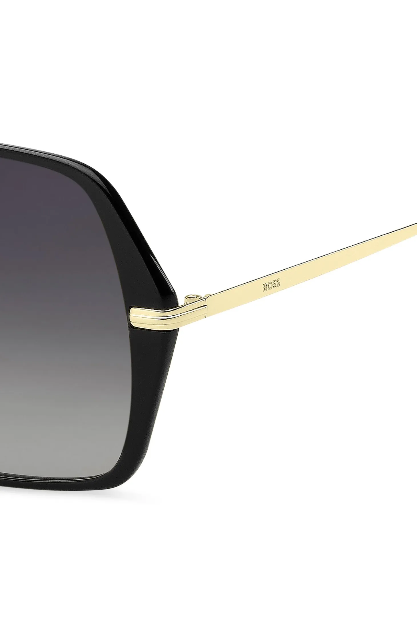 Black-acetate sunglasses with gold-tone temples