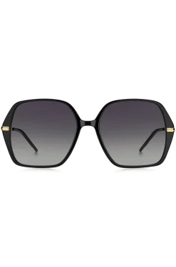 Black-acetate sunglasses with gold-tone temples