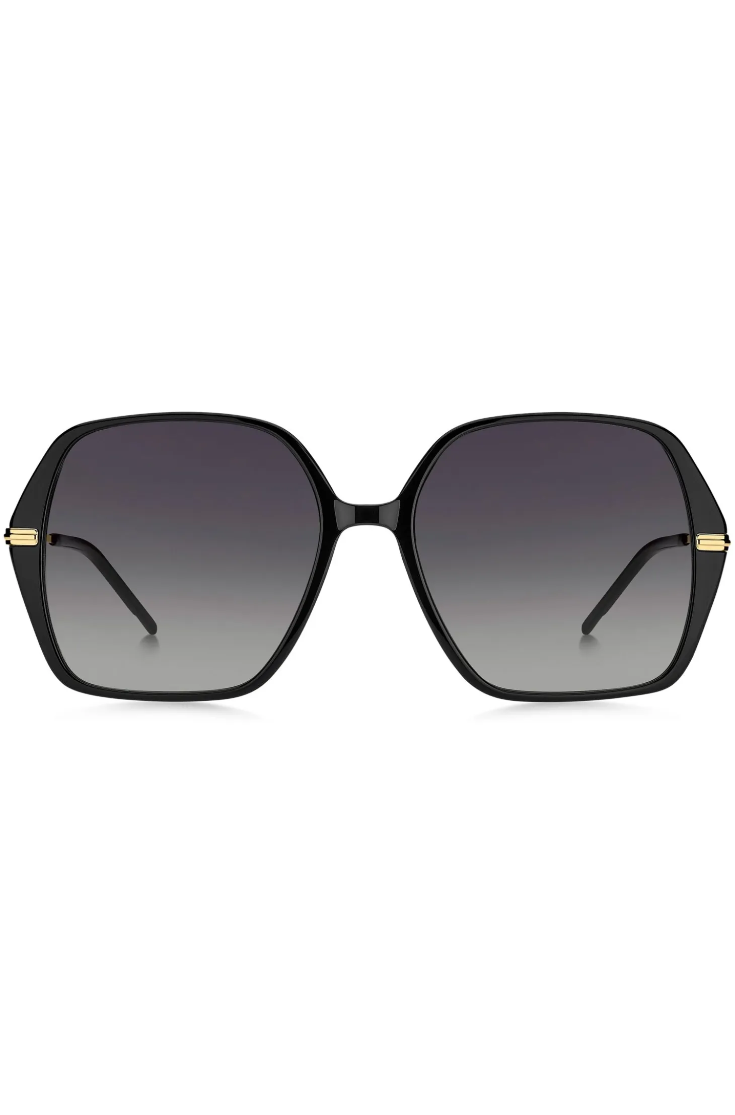 Black-acetate sunglasses with gold-tone temples