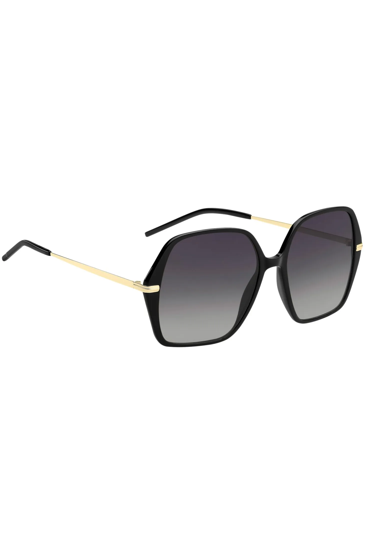Black-acetate sunglasses with gold-tone temples