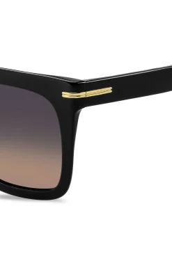 Black-acetate sunglasses with gold-tone hardware