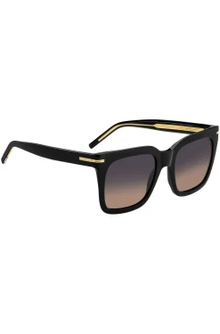 Black-acetate sunglasses with gold-tone hardware