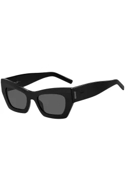 Black-acetate sunglasses with signature hardware