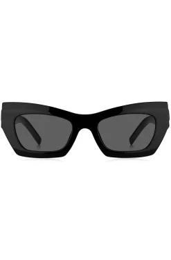 Black-acetate sunglasses with signature hardware