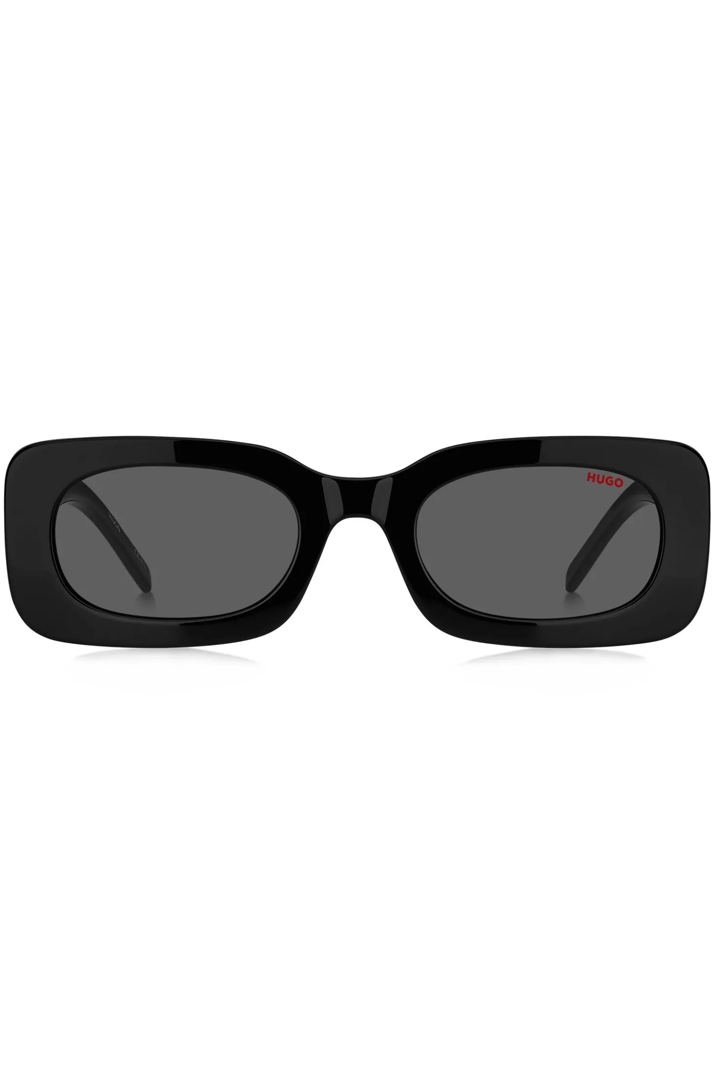 Black-acetate sunglasses with detachable slogan strap