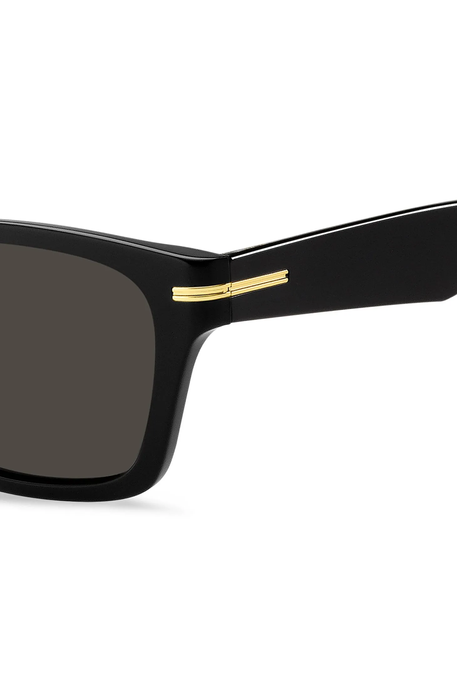 Black-acetate sunglasses with gold-tone hinges