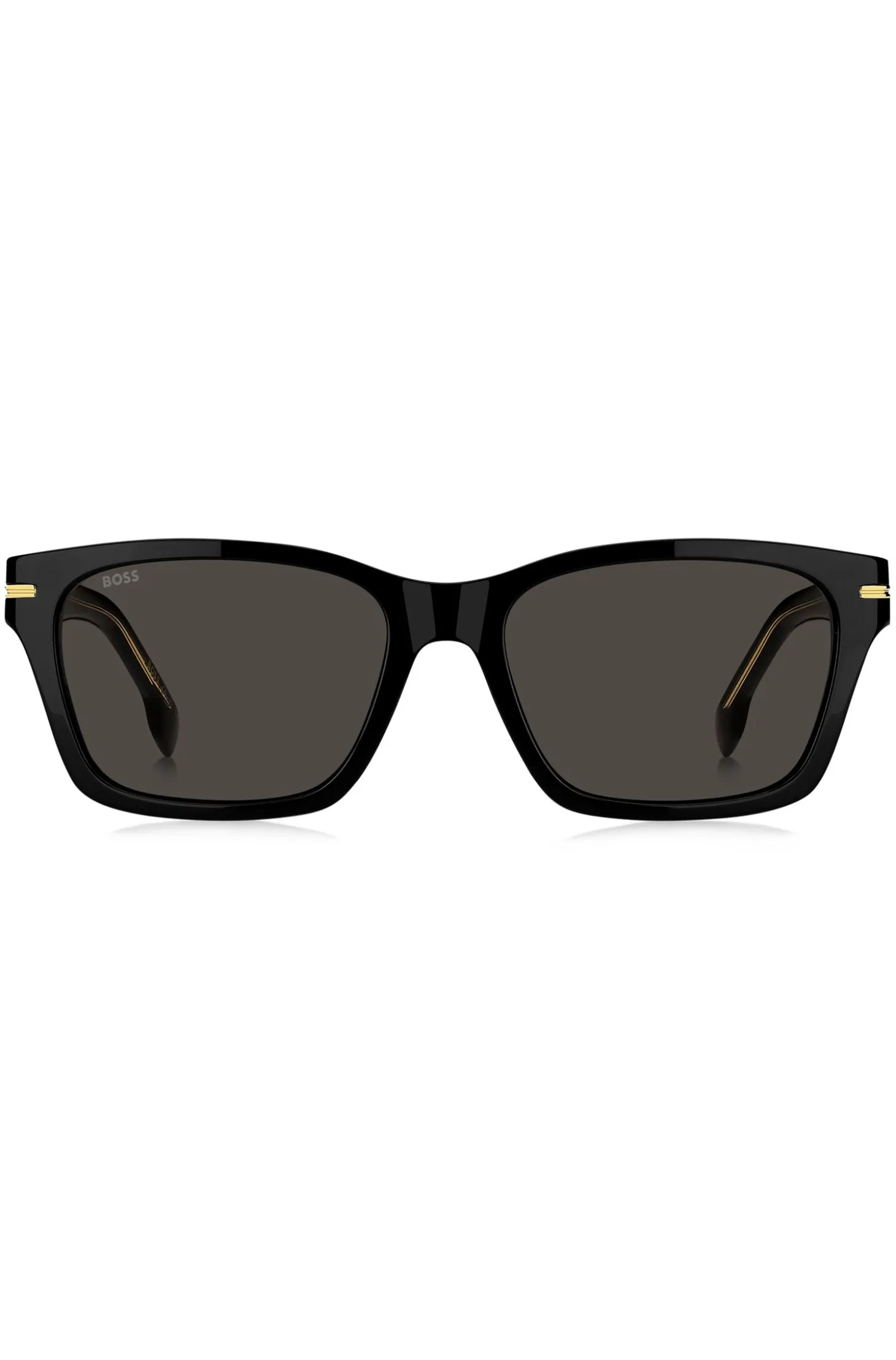 Black-acetate sunglasses with gold-tone hinges