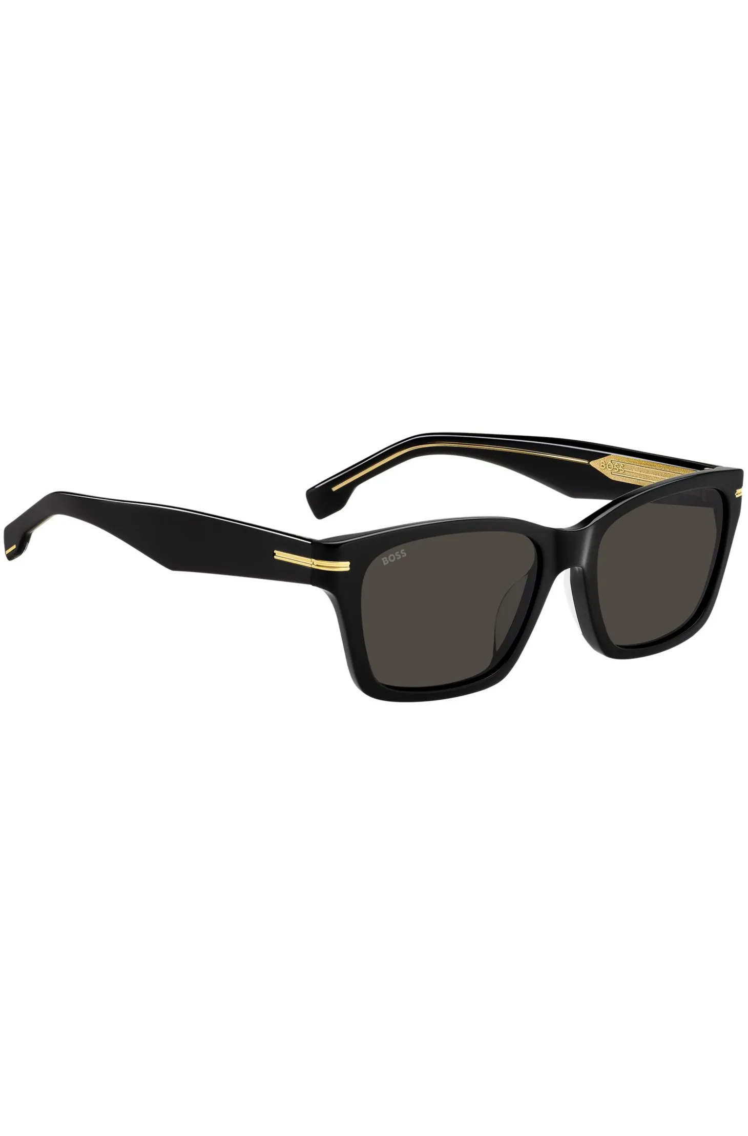 Black-acetate sunglasses with gold-tone hinges