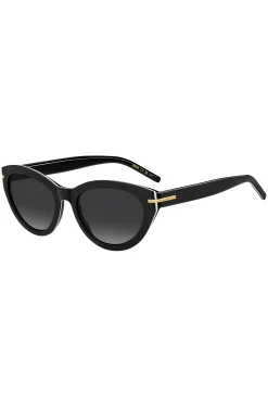 Black-acetate sunglasses with gold-tone trims