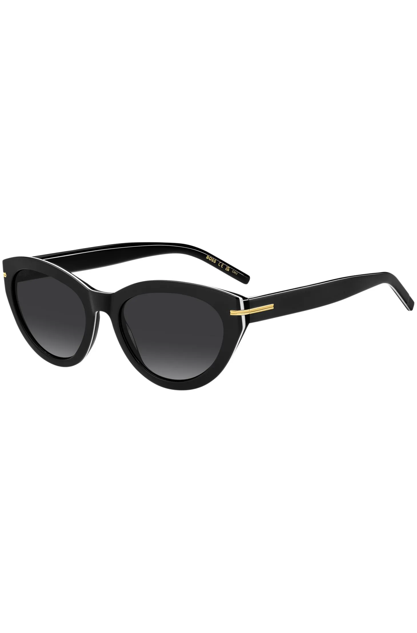 Black-acetate sunglasses with gold-tone trims