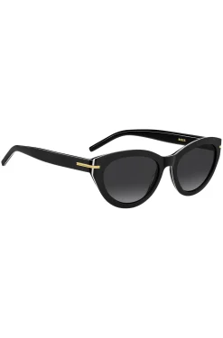 Black-acetate sunglasses with gold-tone trims