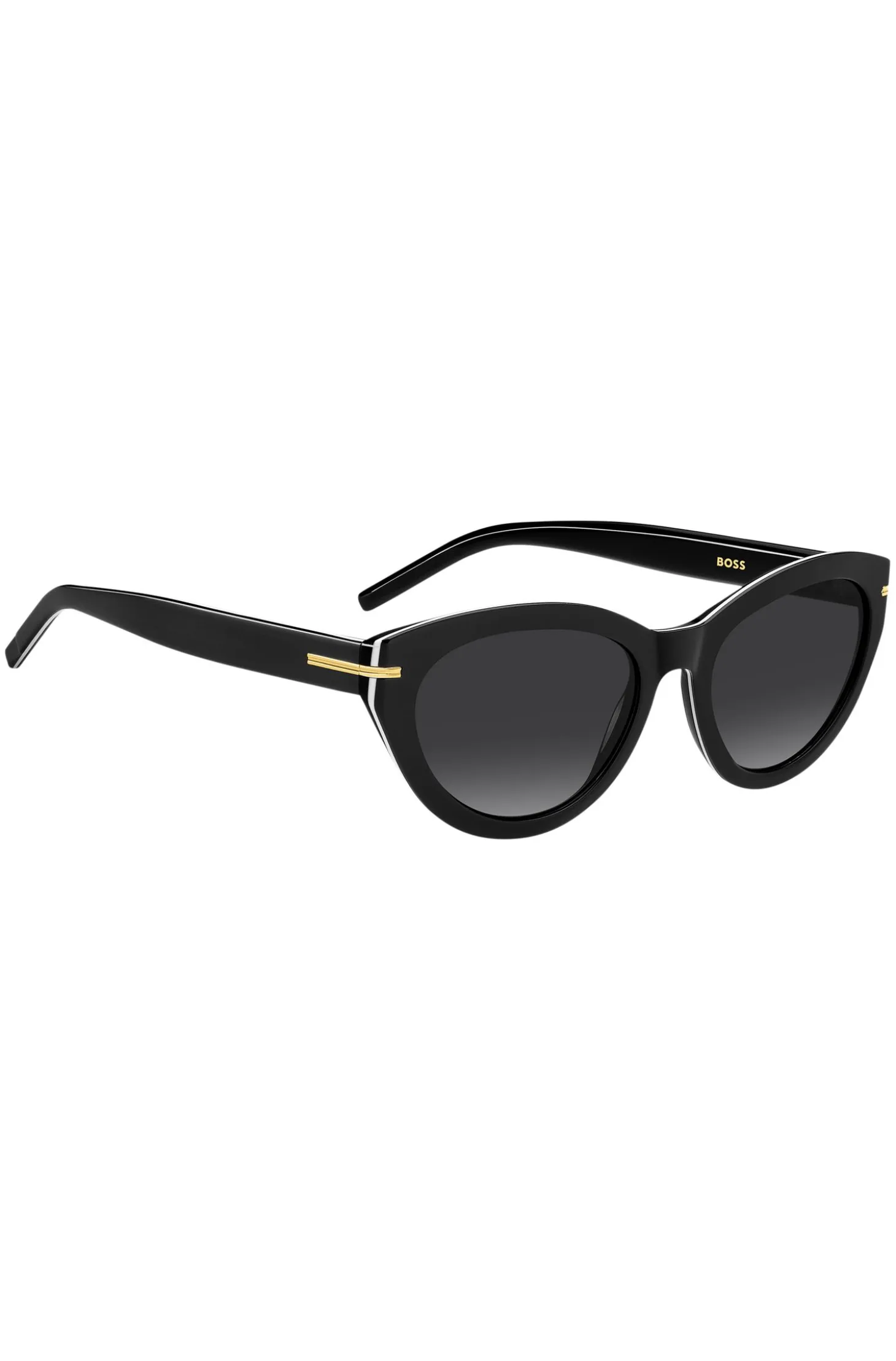 Black-acetate sunglasses with gold-tone trims