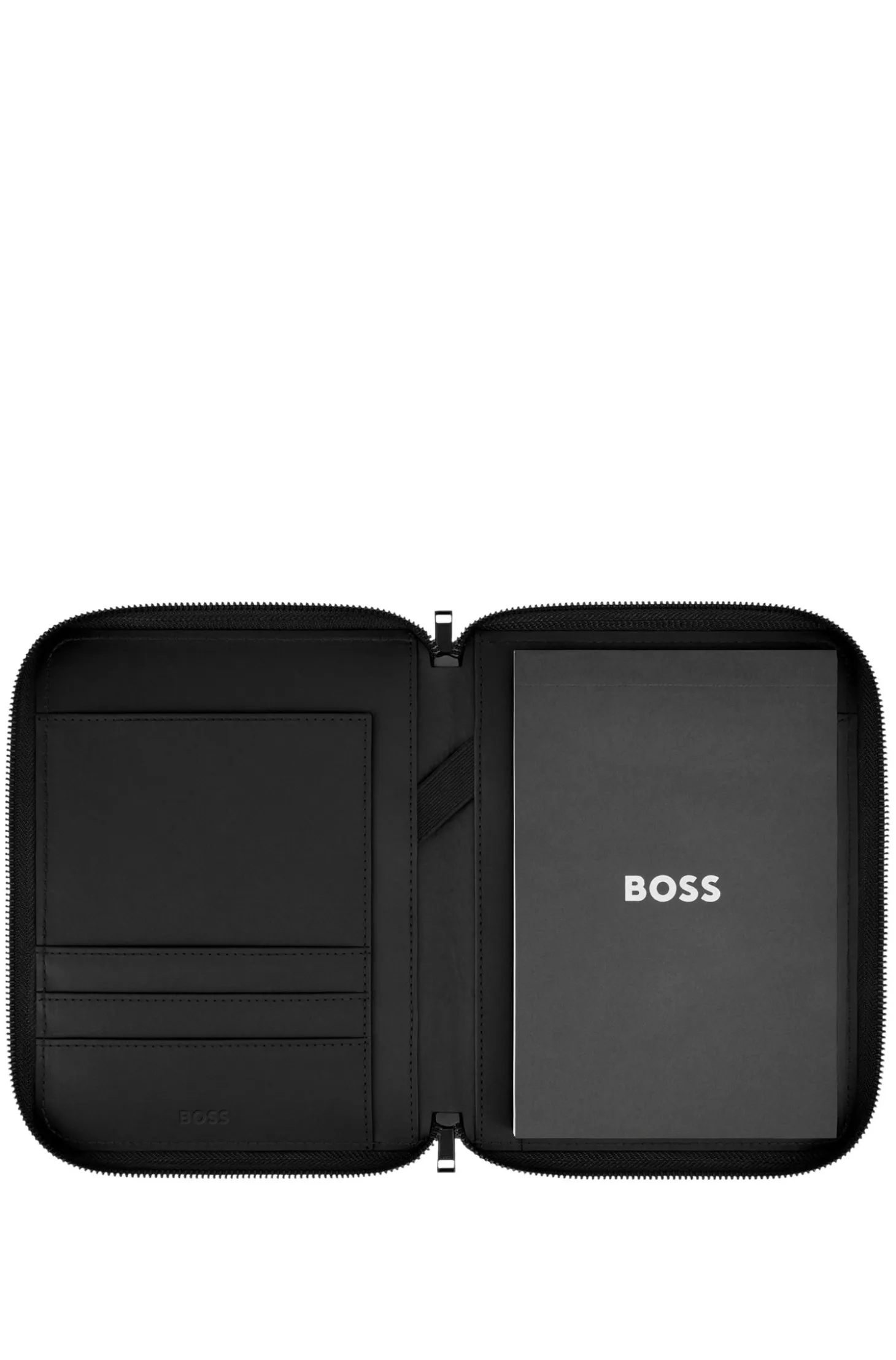 Black A5 conference folder with Double B patch
