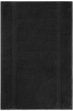 Black Aegean-cotton bath mat with tonal logo