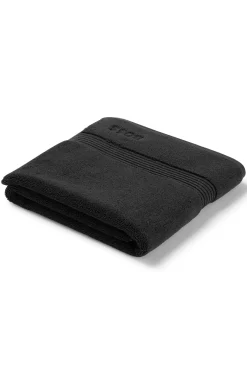 Black Aegean-cotton bath mat with tonal logo
