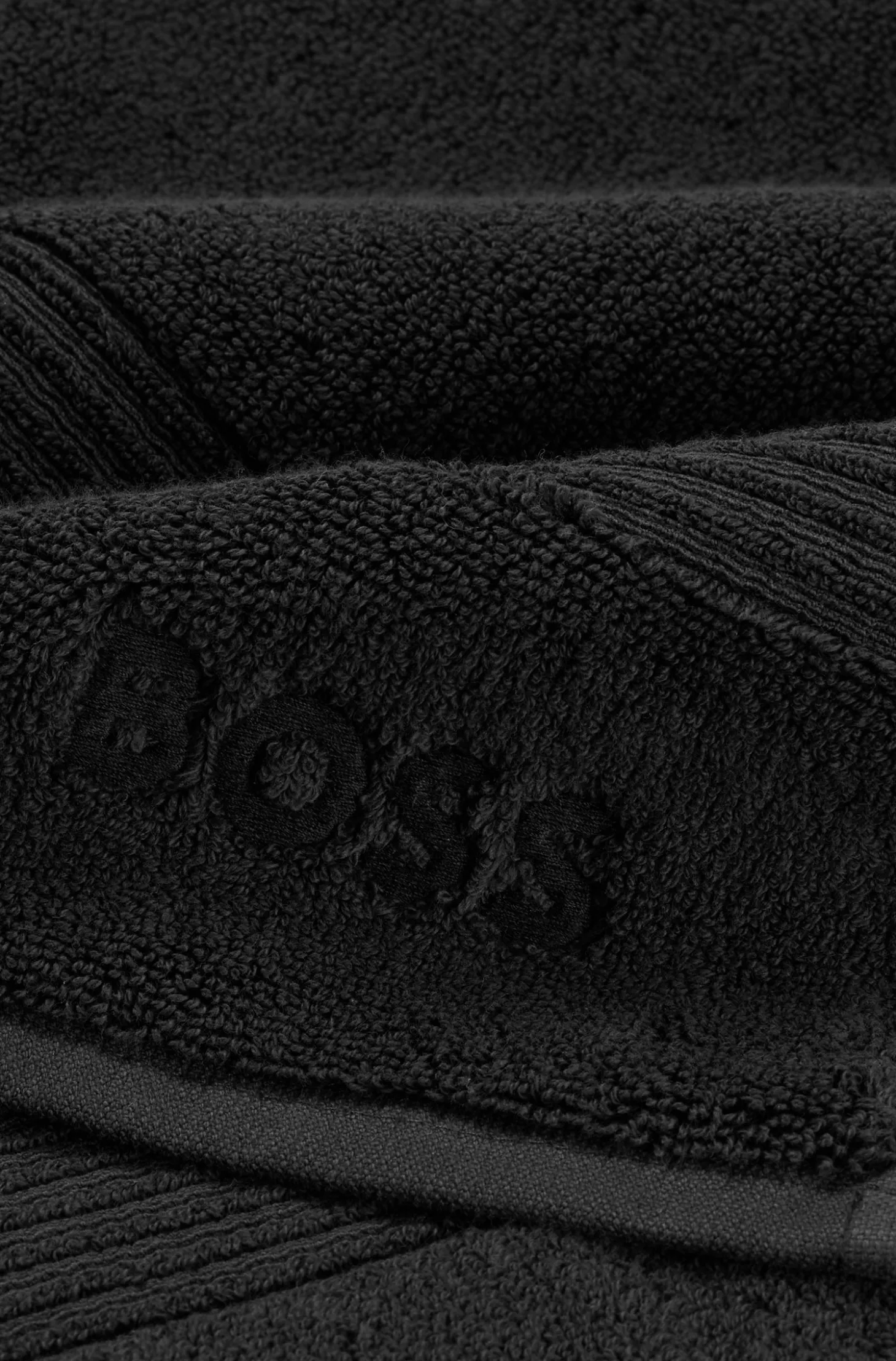Black Aegean-cotton bath mat with tonal logo