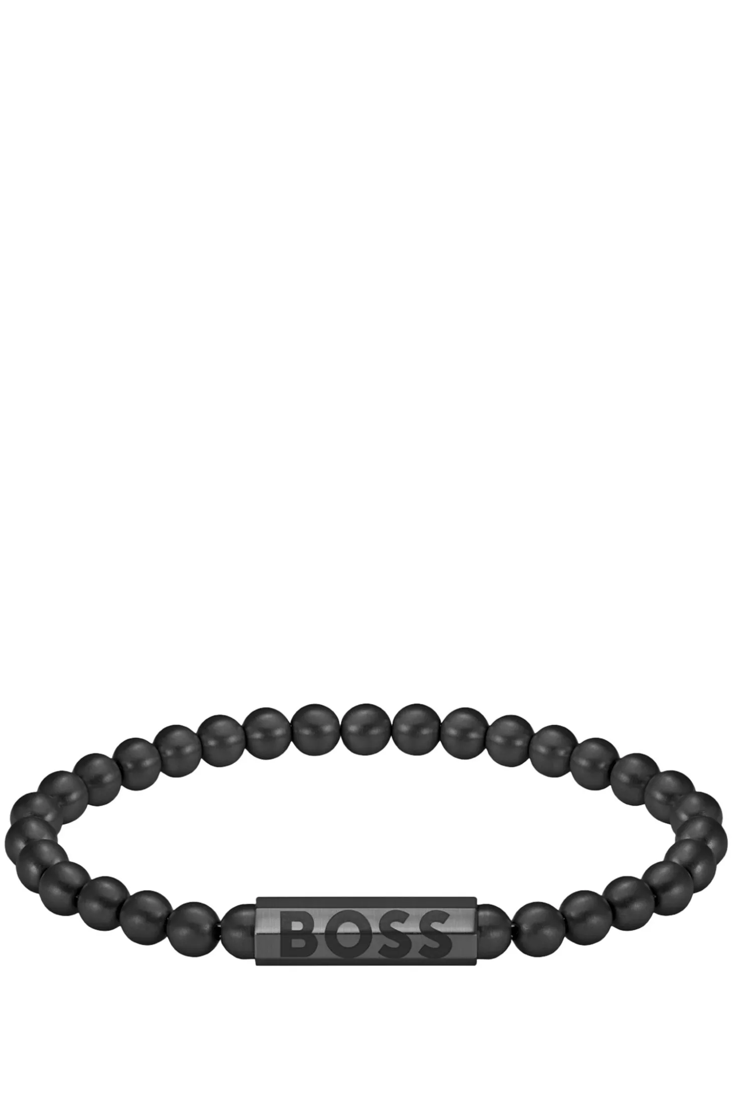 Black-beaded cuff with logo closure