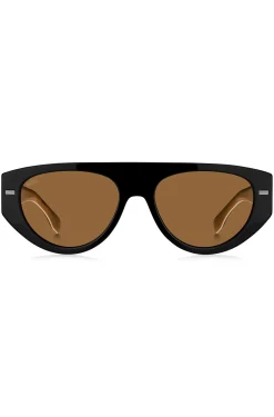 Black bio-acetate sunglasses with lasered-logo temples