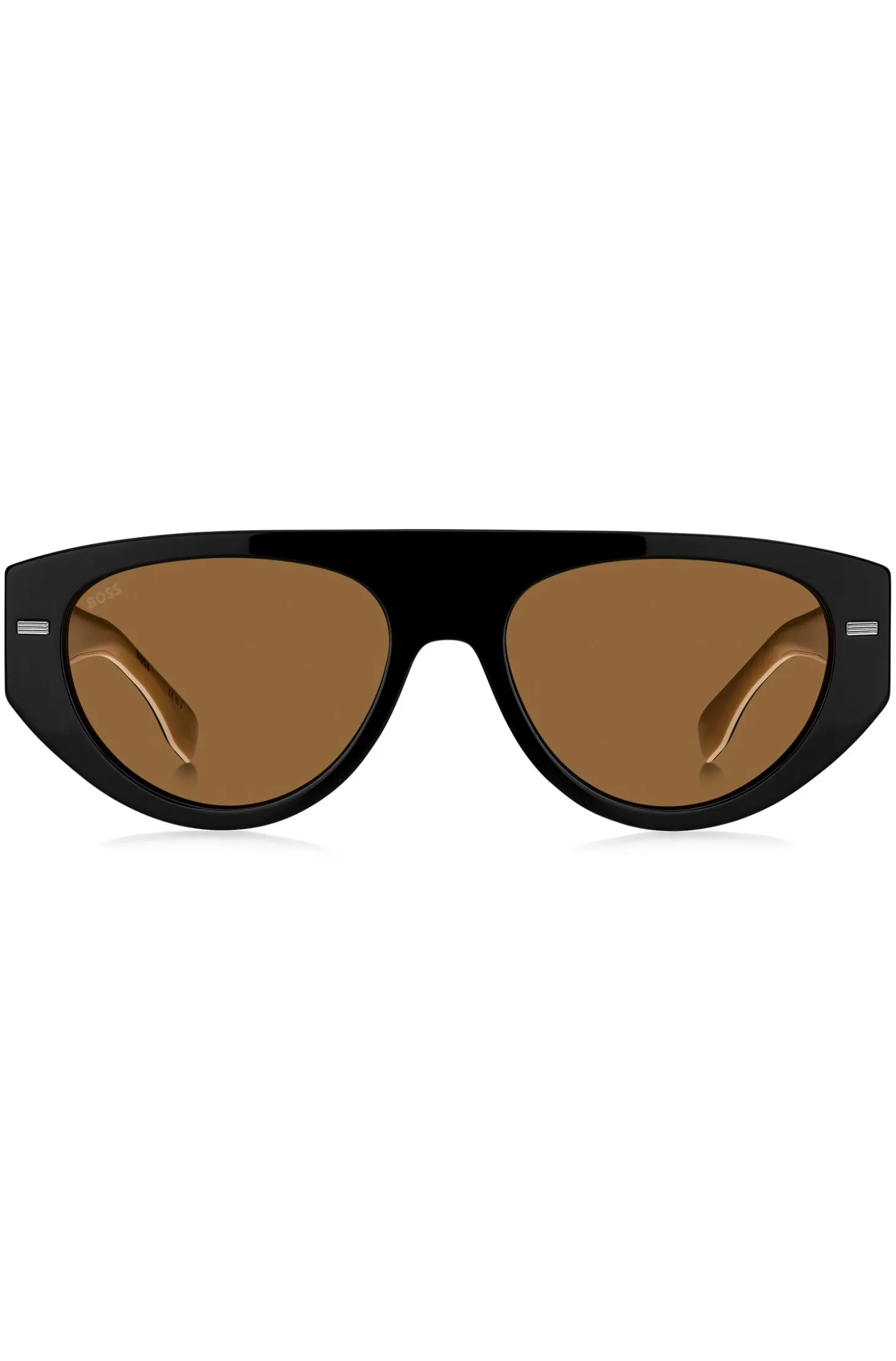 Black bio-acetate sunglasses with lasered-logo temples