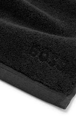Black cotton face cloth with embroidered logo