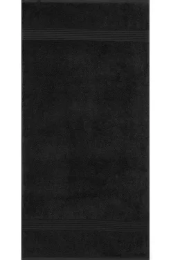 Black cotton hand towel with embroidered logo