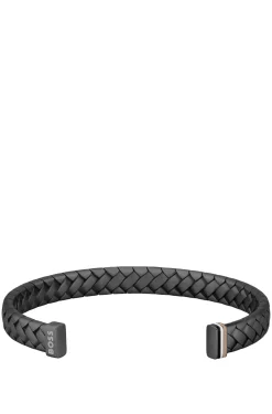 Black cuff with herringbone pattern