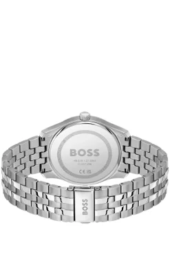 Black-dial watch with multi-link bracelet