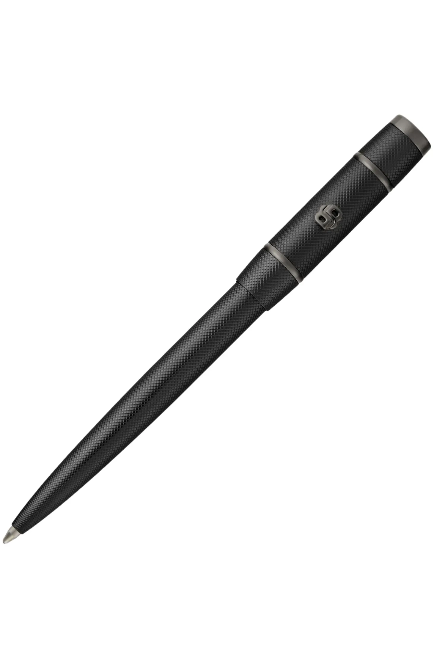 Black diamond-cut ballpoint pen with Double B trim