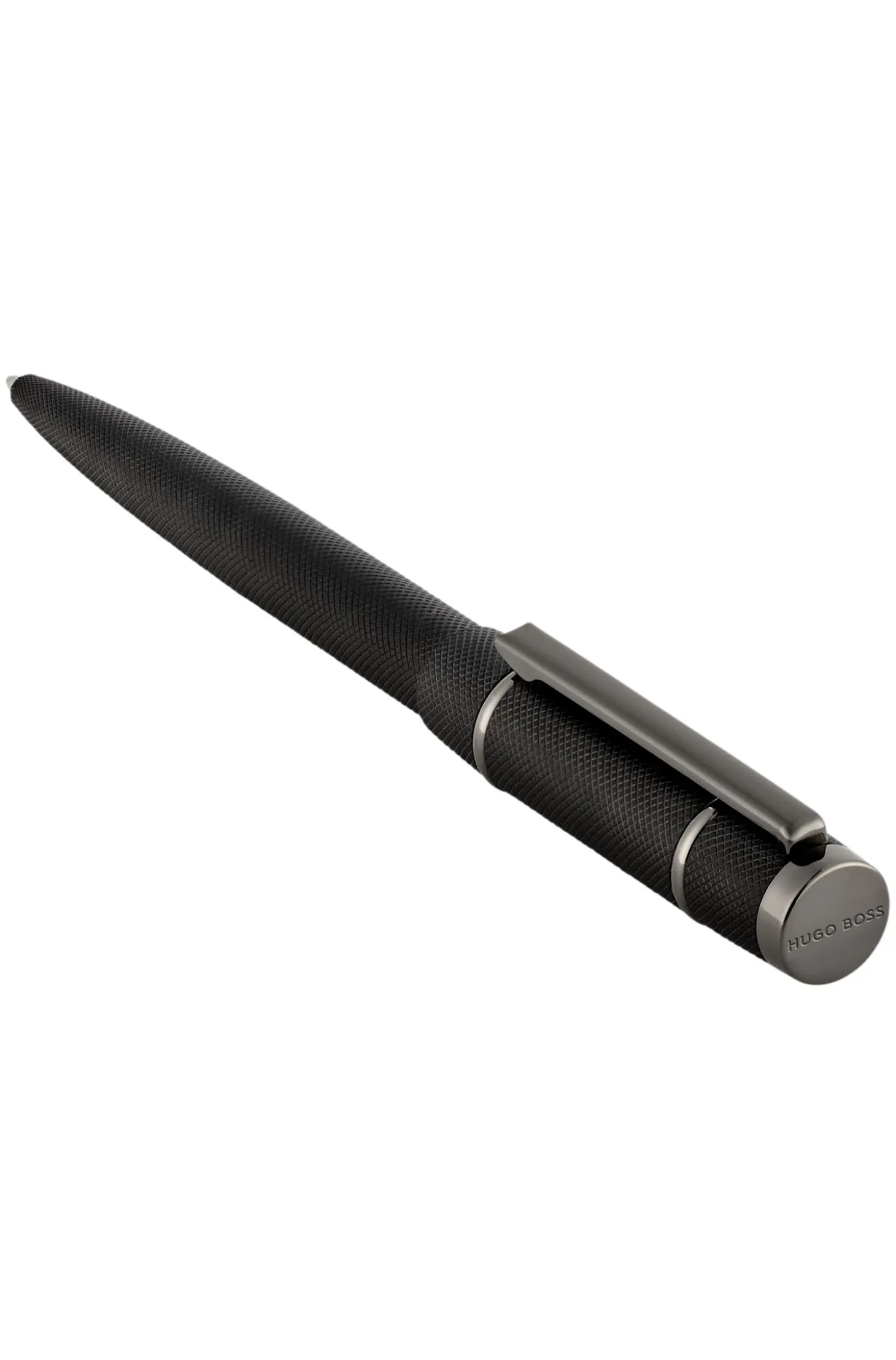 Black diamond-cut ballpoint pen with Double B trim