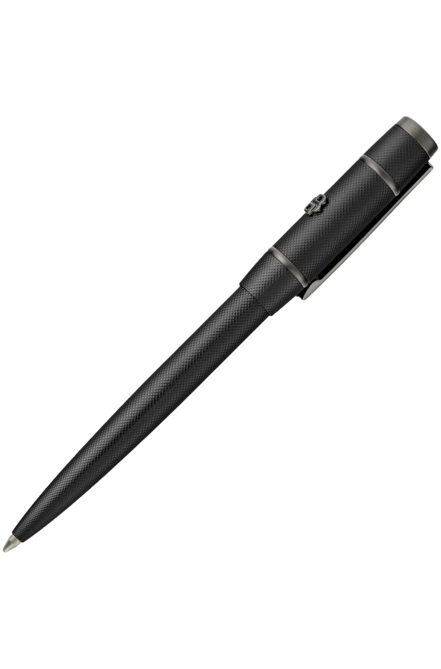 Black diamond-cut ballpoint pen with Double B trim